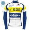 Wielershirt 2022 Sport Vlaanderen-Baloise Lange Mouw Winter Thermal Fleece Geel Blauw Wit